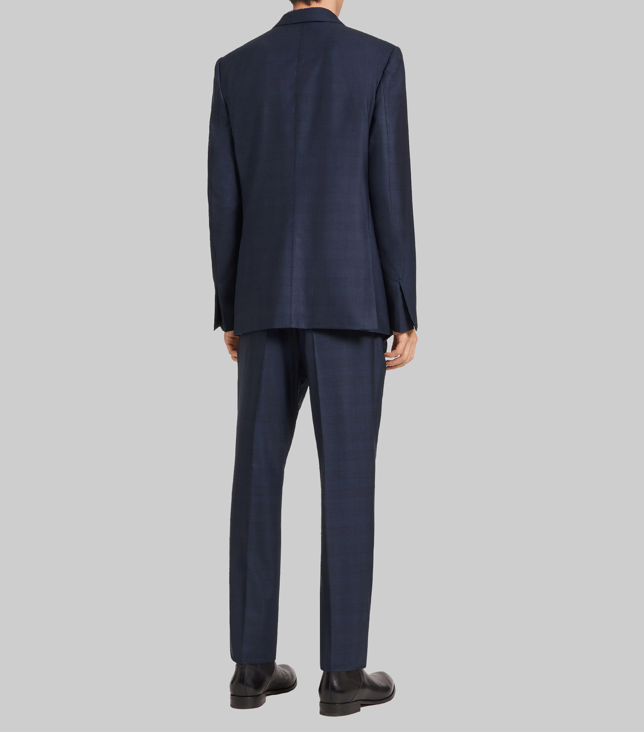 Traje de lana corte regular a cuadros Hombre